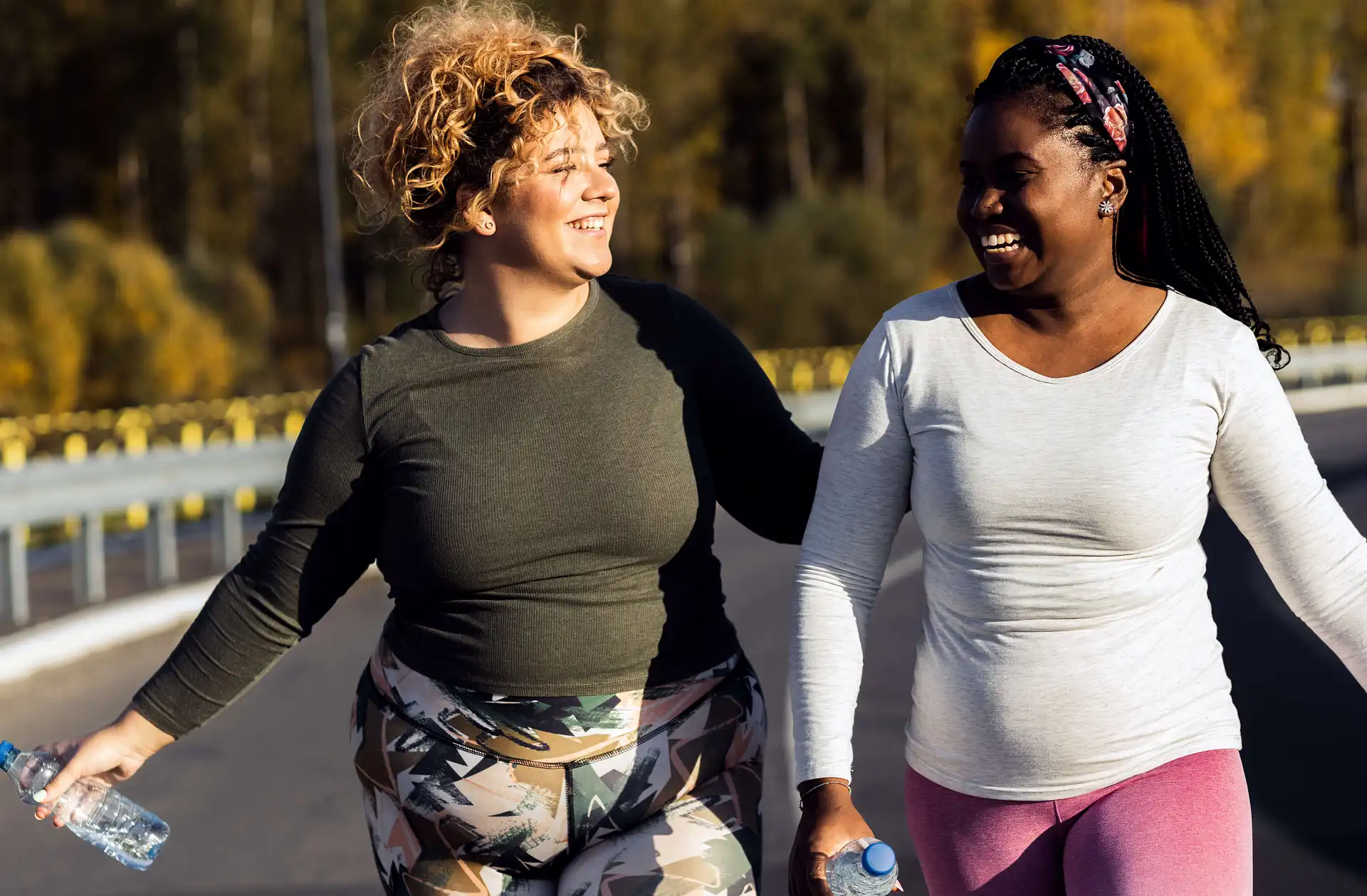 Two ladies walking and enjoying being active together